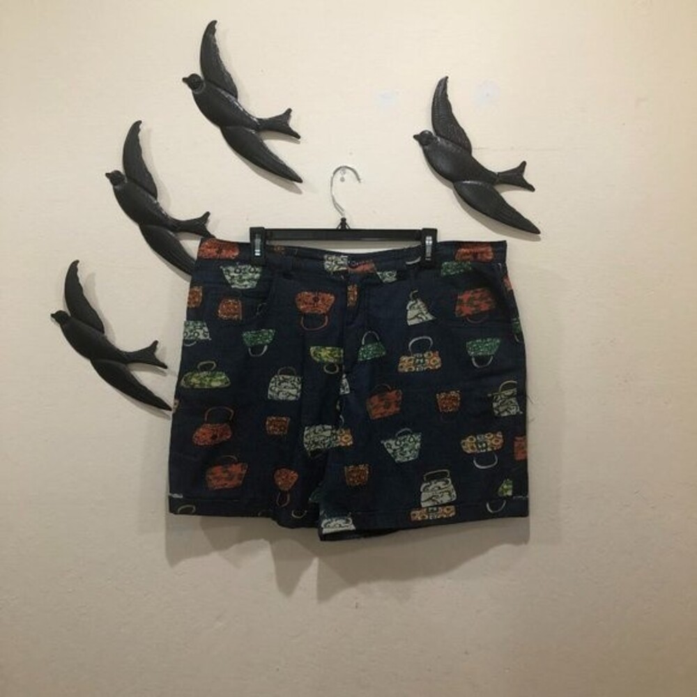 Tatyana Chica Purse Print Retro Denim Shorts - Size 3XL - Picture 3 of 9